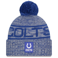 Indianapolis Colts New Era 2025 Sideline Cold Weather Cuffed Knit Hat with Pom Royal - NFL