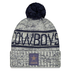 Dallas Cowboys New Era 2025 Sideline Cold Weather Cuffed Knit Hat with Pom Gray - NFL