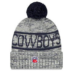 Dallas Cowboys New Era 2025 Sideline Cold Weather Cuffed Knit Hat with Pom Gray - NFL