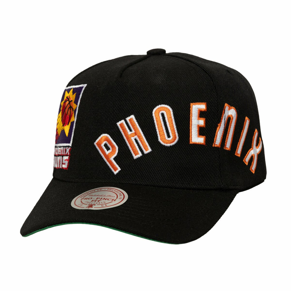 Mitchell & Ness - Phoenix Suns Busted Logo Wordmark Wrap-Around Pro Pinch Adjustable Hat - Black