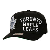 Toronto Maple Leafs - Mitchell & Ness Busted Logo Wordmark Wrap-Around Pro Pinch Adjustable Hat Black