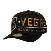 Vegas Golden Knights Mitchell & Ness Busted Logo Wordmark Wrap-Around Pro Pinch Adjustable Hat Black