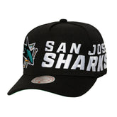 San Jose Sharks - Mitchell & Ness Busted Logo Wordmark Wrap-Around Pro Pinch Adjustable Hat Black
