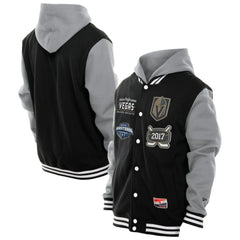 Vegas Golden Knights New Era Full-Snap Fleece Hoodie Jacket Black/Grey