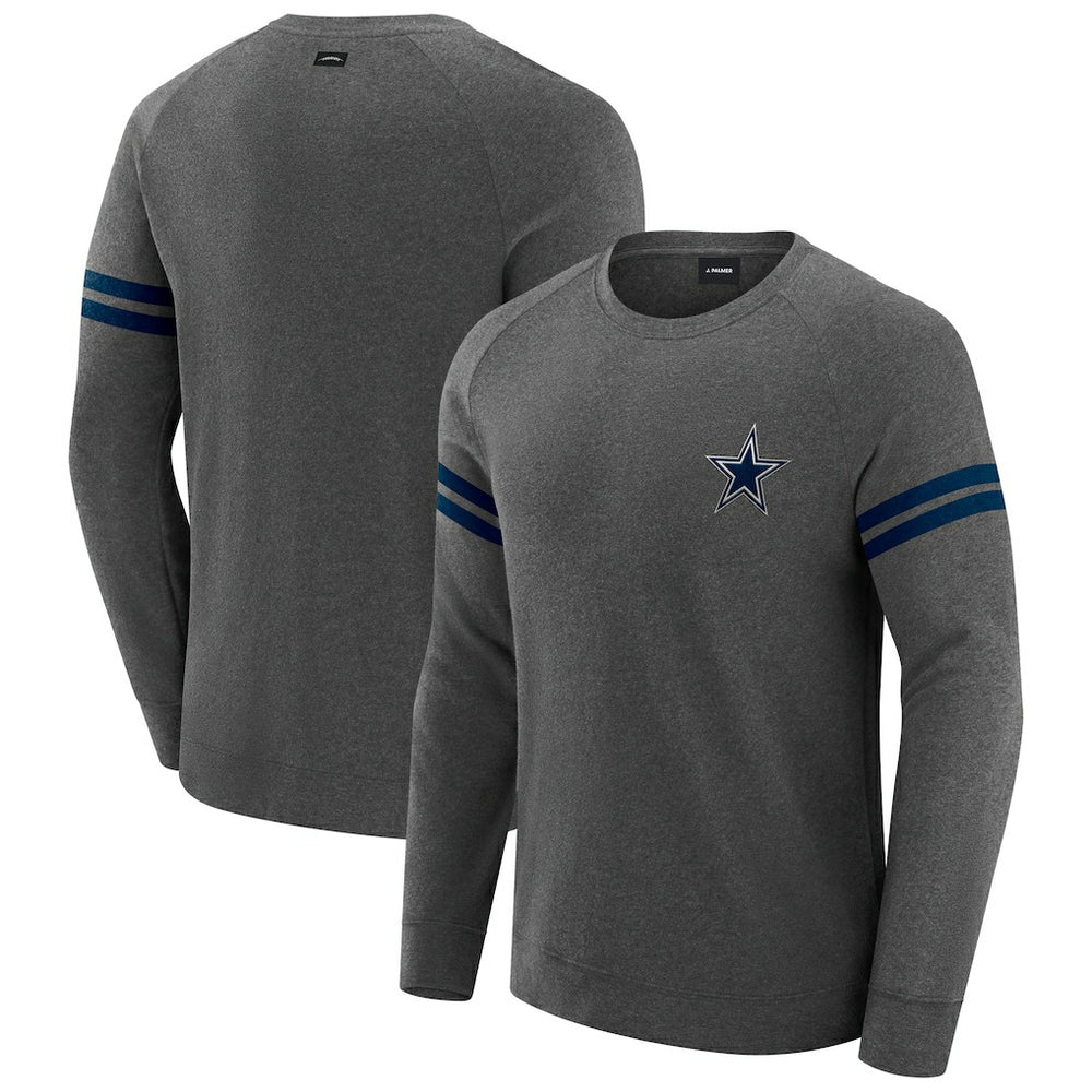 Dallas Cowboys J. Palmer Players Lounge Raglan Tri-Blend Sweatshirt Dark Heather Gray - NFL
