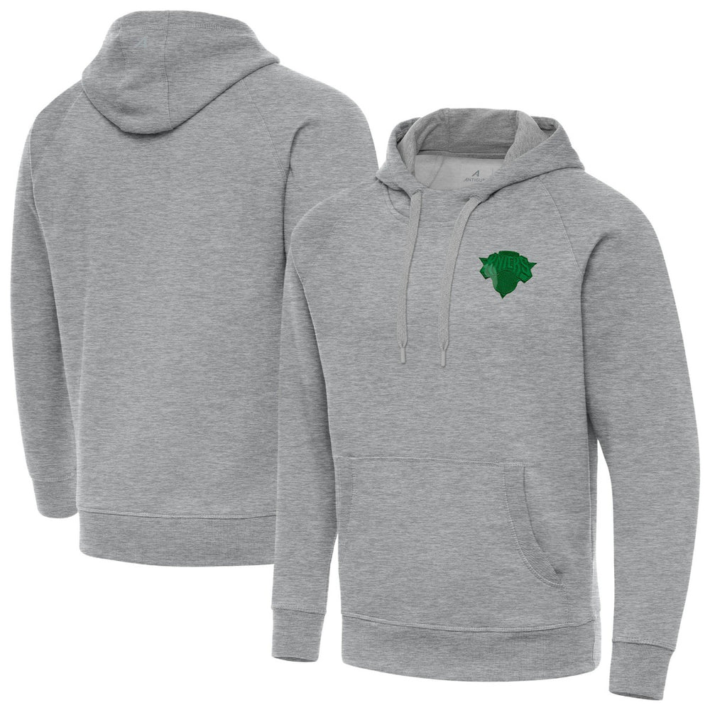 NBA - New York Knicks Antigua St. Patrick's Day Victory Raglan Pullover Hoodie - Heather Gray