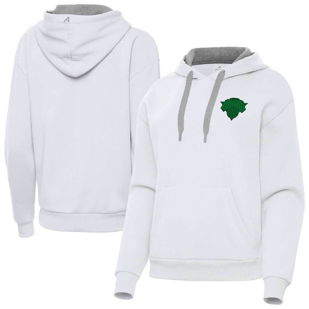NBA - New York Knicks Antigua Women's St. Patrick's Day Victory Pullover Hoodie - White
