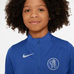 Nike Chelsea Youth 2025/26 Strike Drill Quarter-Zip Dri-FIT Long Sleeve Top - Blue