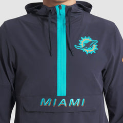 Miami Dolphins 2025 Rivalries Collection Sideline Anorak Half-Zip Hoodie Jacket Pitch Blue - Nike