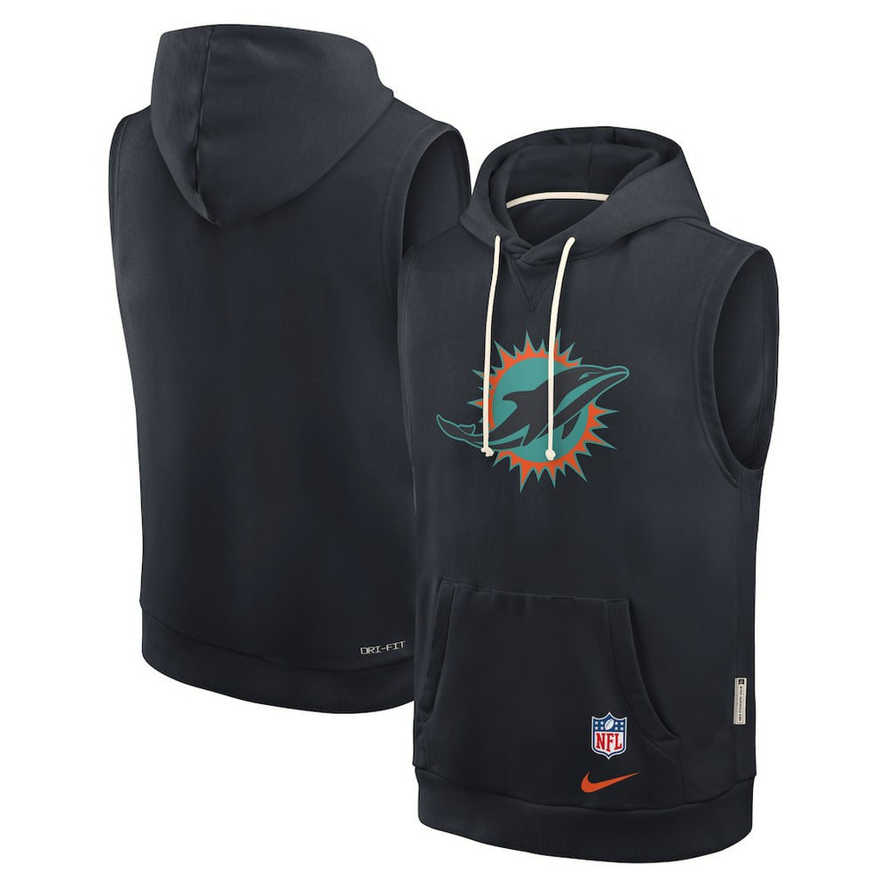 Miami Dolphins 2025 Rivalries Collection Standard Issue Sideline Dri-FIT Sleeveless Hoodie Pitch Blue - Nike