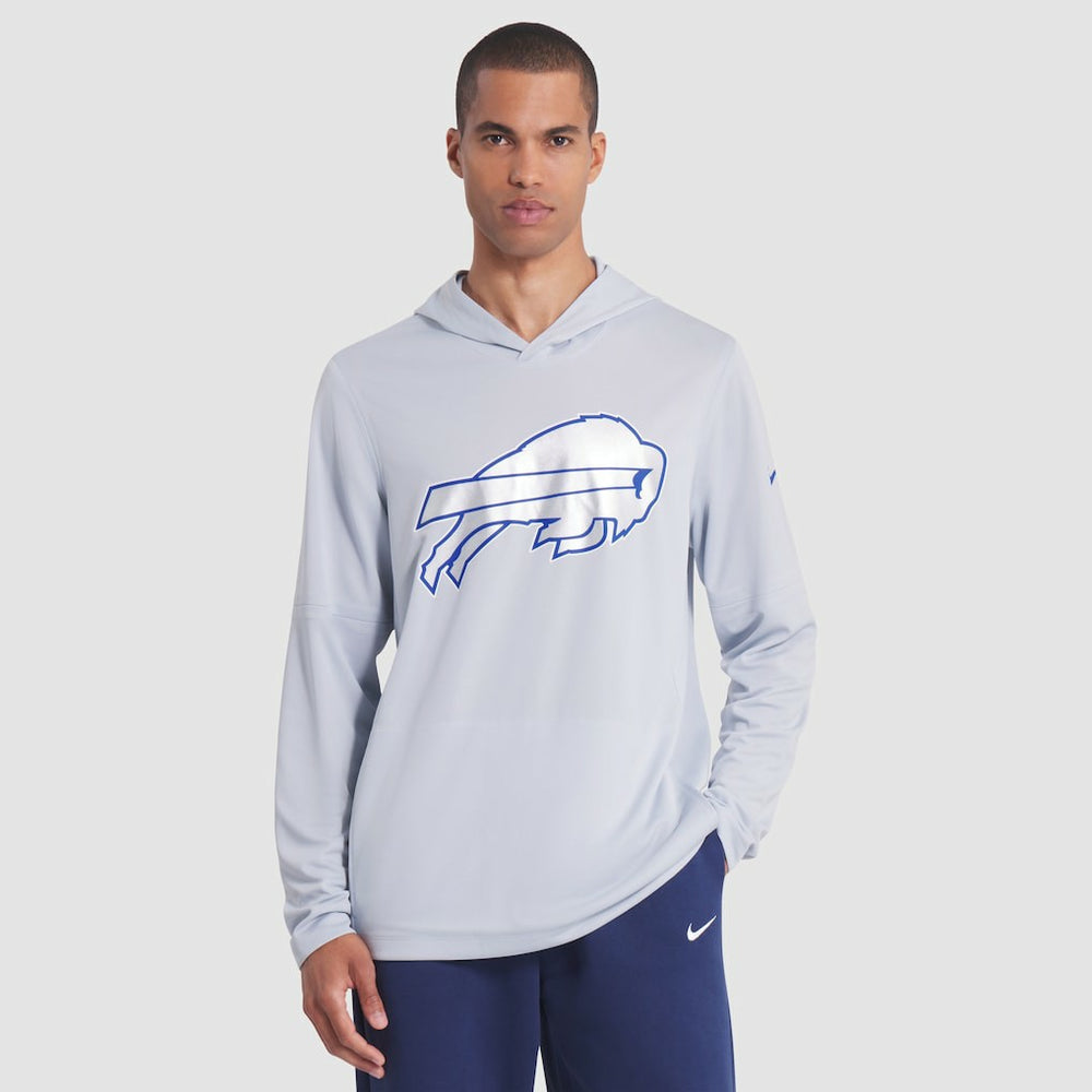 Buffalo Bills 2025 Rivalries Collection Sideline Dri-FIT Long Sleeve Hoodie T-Shirt Silver - Nike