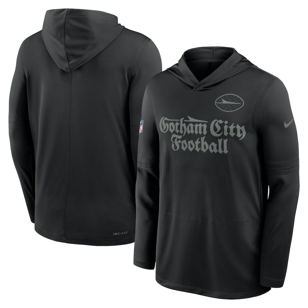 New York Jets 2025 Rivalries Collection Sideline Dri-FIT Long Sleeve Hoodie T-Shirt Black - Nike