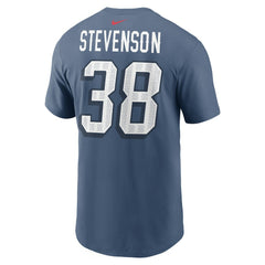 Rhamondre Stevenson New England Patriots 2025 Rivalries Collection Player Name & Number T-Shirt Storm Blue - Nike