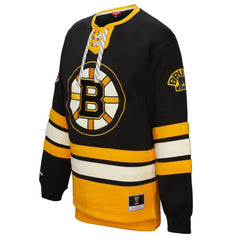 Boston Bruins Mitchell & Ness Women's Heritage Lace-Up Pullover Sweatshirt Black