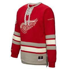 Detroit Red Wings - Mitchell & Ness Women's Heritage Lace-Up Pullover Sweatshirt Red
