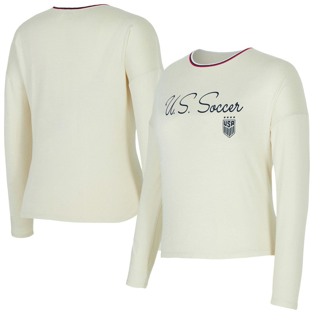 USWNT Concepts Sport Women's Kaki Hacci Knit Pullover Sweatshirt - Cream