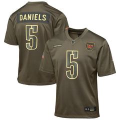 Jayden Daniels Washington Commanders Youth 2025 Salute to Service Game Jersey Olive - Nike