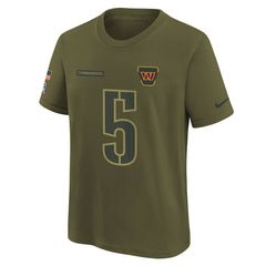Jayden Daniels Washington Commanders Youth 2025 Salute to Service Name & Number T-Shirt Olive - Nike
