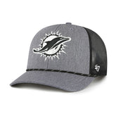 Miami Dolphins '47 Carbon Rope Trucker Adjustable Hat Heather Charcoal - 47 brand