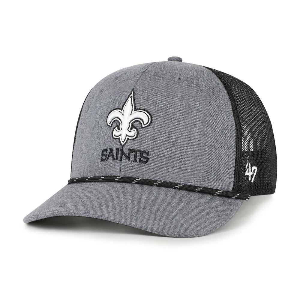 New Orleans Saints '47 Carbon Rope Trucker Adjustable Hat Heather Charcoal - 47 brand