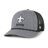 New Orleans Saints '47 Carbon Rope Trucker Adjustable Hat Heather Charcoal - 47 brand