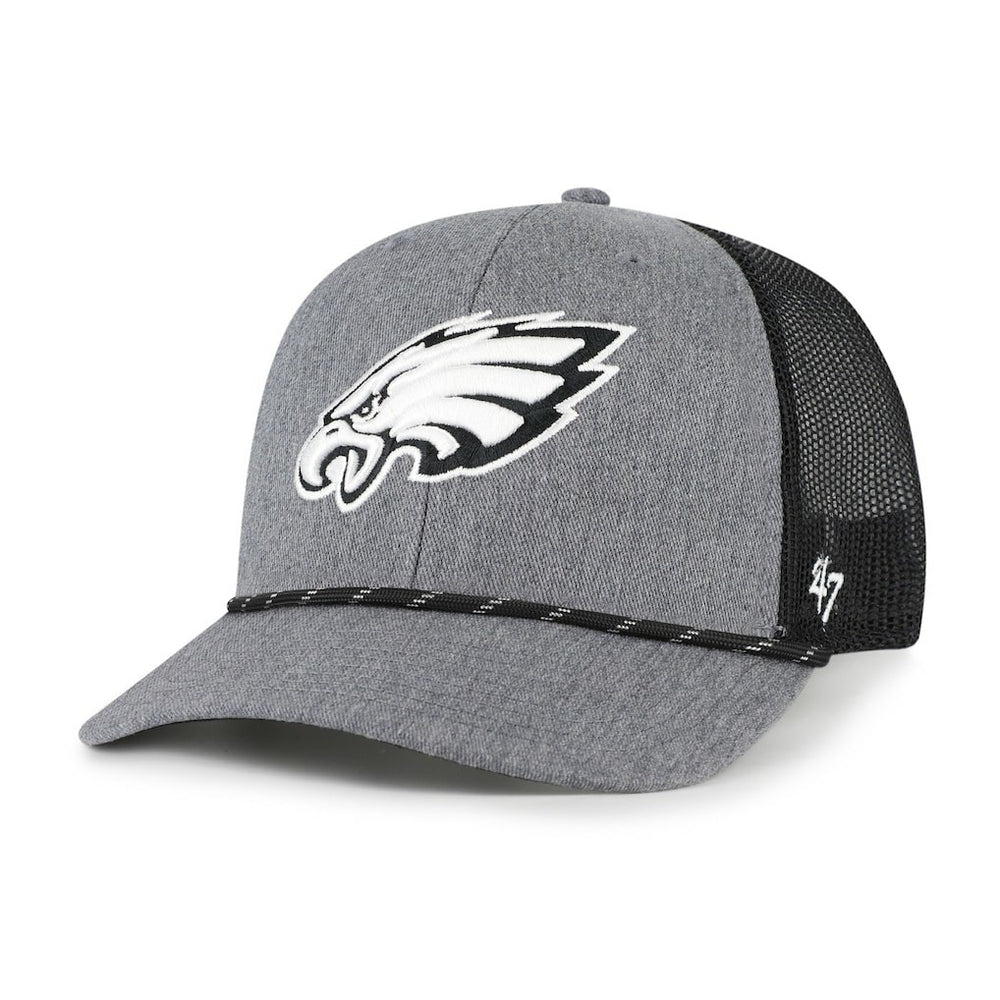 Philadelphia Eagles '47 Carbon Rope Trucker Adjustable Hat Heather Charcoal - 47 brand