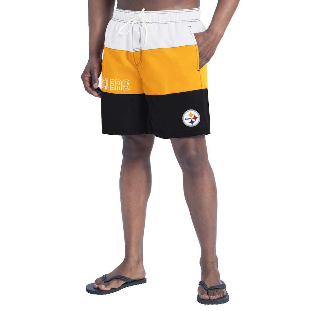 Pittsburgh Steelers G-III Sports by Carl Banks Sunrise Volley Swim Shorts Black/Gold - NFL