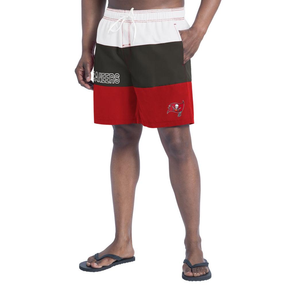 Tampa Bay Buccaneers G-III Sports by Carl Banks Sunrise Volley Swim Shorts Red/Pewter - NFL