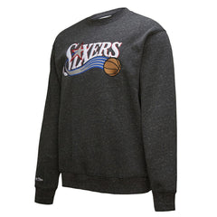 NBA - Philadelphia 76ers Hardwood Classics Blackout Collection Snow Washed Pullover Sweatshirt - Black