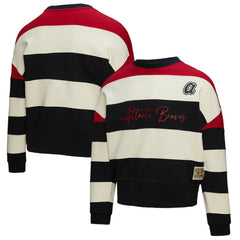 Atlanta Braves Mitchell & Ness Women's Cooperstown Collection Blocked Fleece Pullover Sweatshirt- Red/Black Online