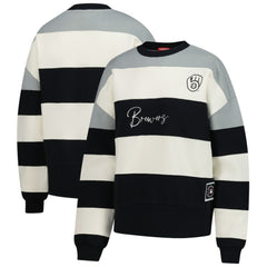 Milwaukee Brewers Mitchell & Ness Women's Cooperstown Collection Blocked Fleece Pullover Sweatshirt- Gray/Black On Sale
