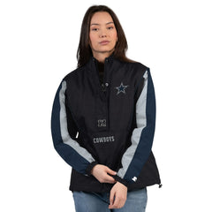Dallas Cowboys Starter Women's Thursday Night Gridiron Half-Zip Jacket Black/Navy - NFL
