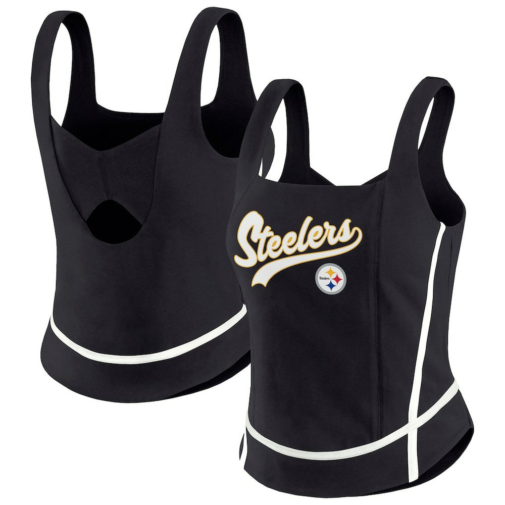 Pittsburgh Steelers WEAR by Erin Andrews Women's Square Neck Tank Top Black - NFL