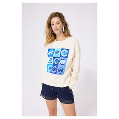 Chicago Cubs Terez Women's Technicolor Oversized Pullover Sweatshirt Online