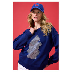 Chicago Cubs Terez Women's Oversized Gemstone Logo Sweatshirt Clearance