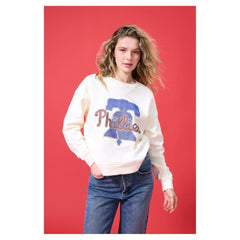 Philadelphia Phillies Terez Women's Oversized Gemstone Logo Sweatshirt Lifestyle