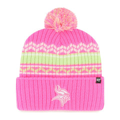Minnesota Vikings '47 Girls Youth Polar Vortex Cuffed Knit Hat with Pom Pink - 47 brand