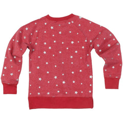 Kansas City Chiefs Wes & Willy Girls Youth Shimmer Star Reverse Fleece Pullover Sweatshirt Red - NFL