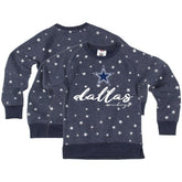 Dallas Cowboys Wes & Willy Girls Youth Shimmer Star Reverse Fleece Pullover Sweatshirt Navy - NFL