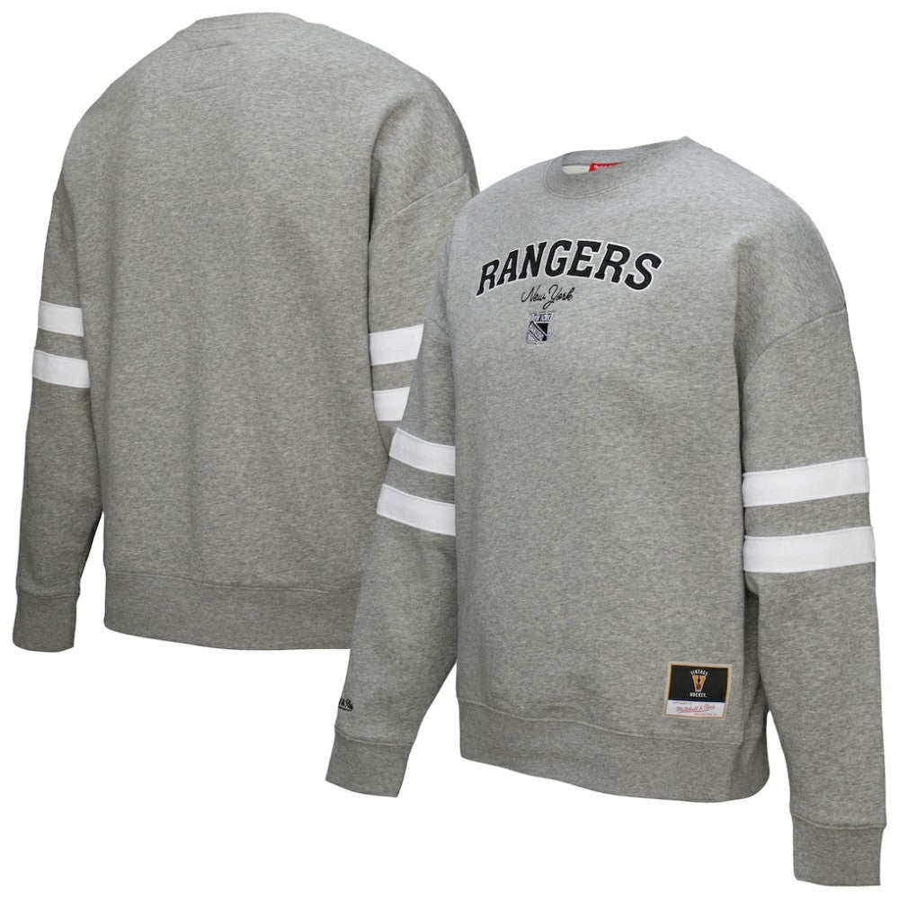 New York Rangers Mitchell & Ness Women's Logo Lightweight Pullover Sweatshirt Heather Gray