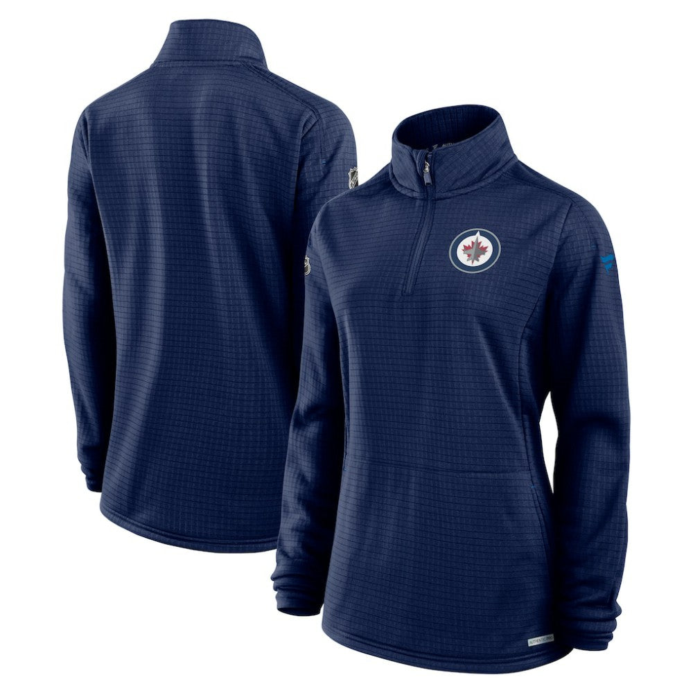Winnipeg Jets - Fanatics Women's Authentic Pro Rink Quarter-Zip Pullover Navy