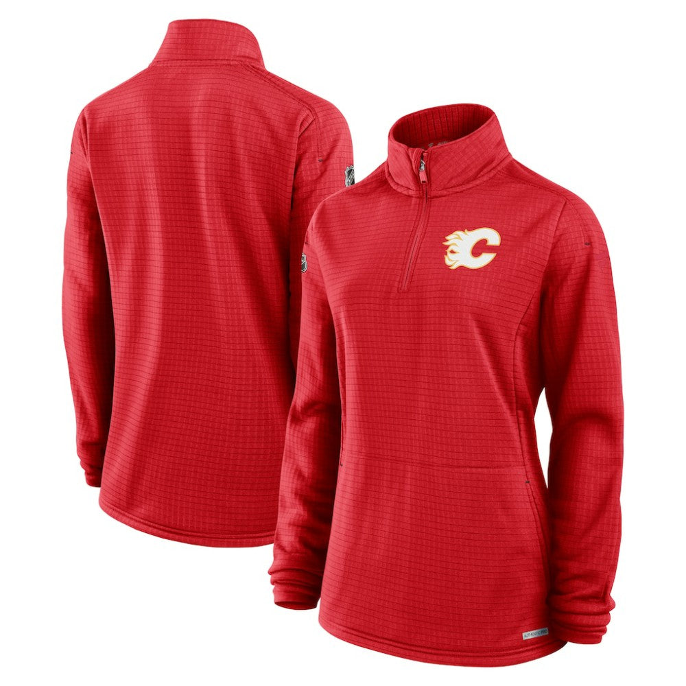 Calgary Flames - Fanatics Women's Authentic Pro Rink Quarter-Zip Pullover Red