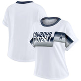 Dallas Cowboys WEAR by Erin Andrews Women's Cropped Center Stripe Dolman T-Shirt White - NFL