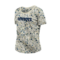 Dallas Cowboys New Era Women's Glam Game Floral Scoop Neck T-Shirt Cream - NFL