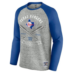 Texas Rangers Darius Rucker Collection by Fanatics Raw Edge Raglan Long Sleeve Baseball T-Shirt On Sale