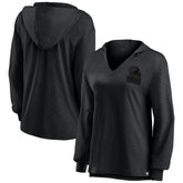 Cleveland Browns Women's Blackout Slub Hoodie V-Neck Long Sleeve T-Shirt - Fanatics