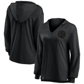Pittsburgh Steelers Women's Blackout Slub Hoodie V-Neck Long Sleeve T-Shirt - Fanatics