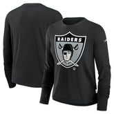 Las Vegas Raiders Women's Large Logo Cropped Long Sleeve Fashion T-Shirt Black - Nike