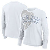 Los Angeles Rams Women's Layered Logo Cropped Long Sleeve Fashion T-Shirt White - Nike