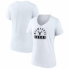 Fanatics - Milwaukee Bucks Women's Bench Warmer V-Neck T-Shirt - White